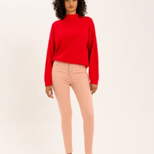 Jean slim rose taille haute