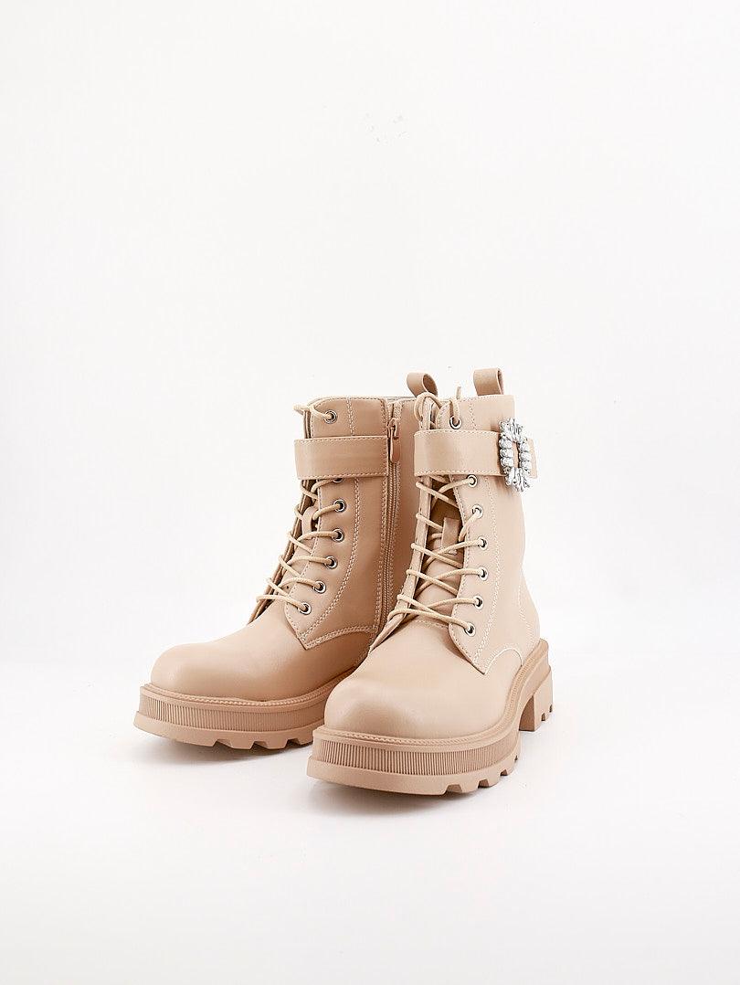 Bottines à empiecement argenté