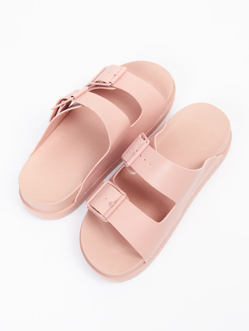 Mules monochromes à double-brides