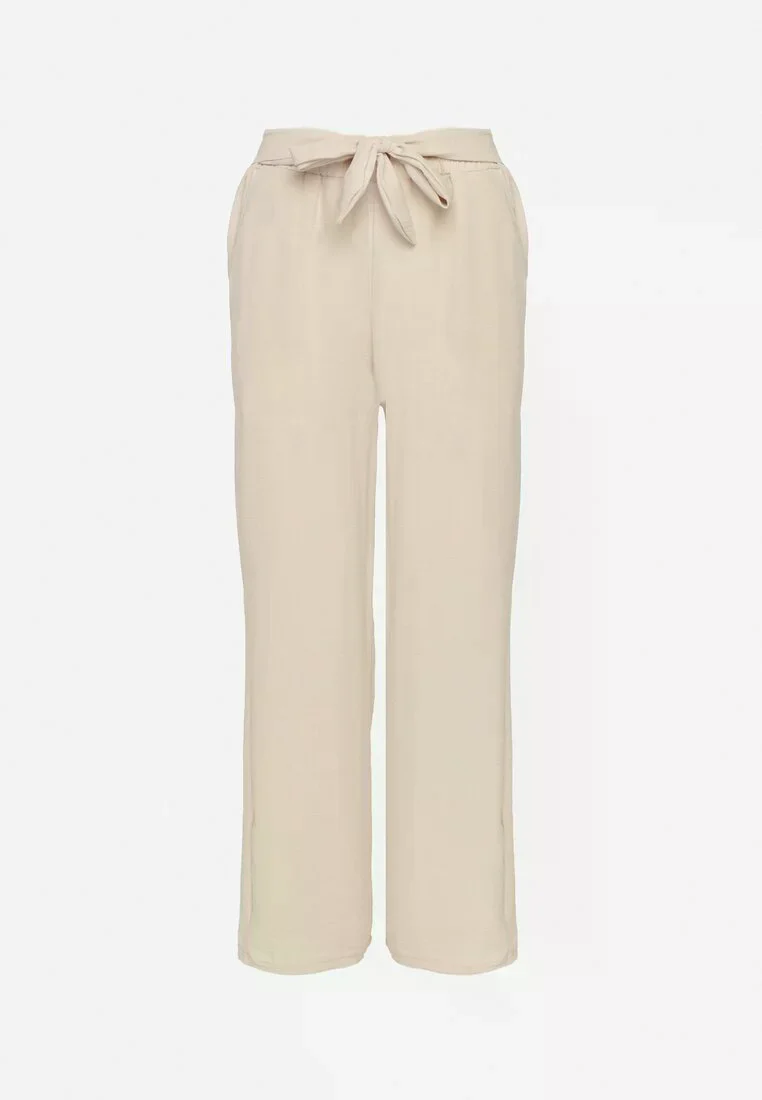 Pantalon droit fluide à nouer à la taille