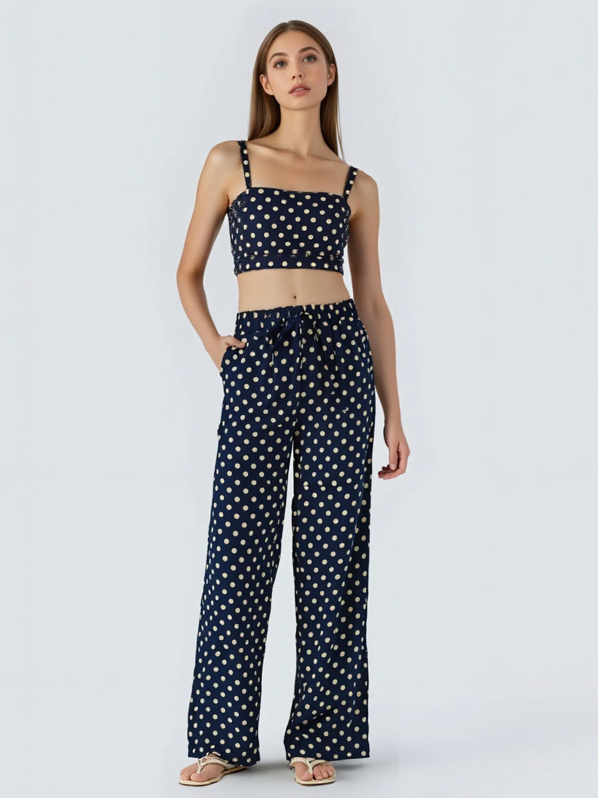 Pantalon Décontracté à Petits Pois – Image 4