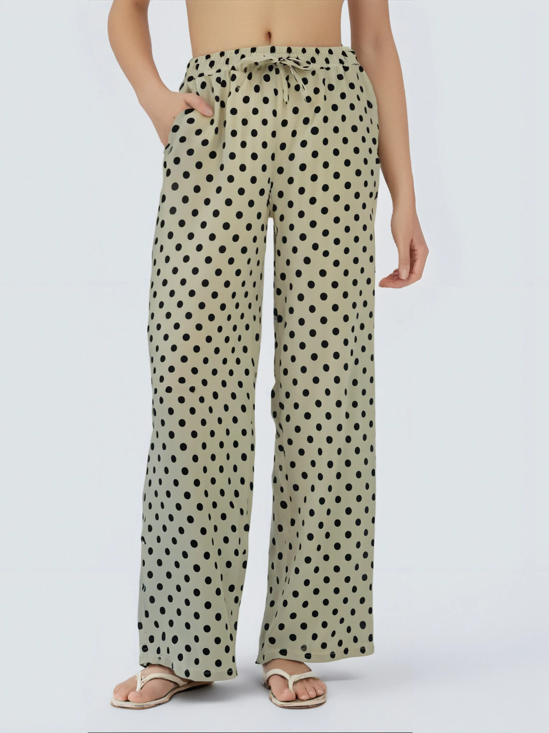 Pantalon Décontracté à Petits Pois