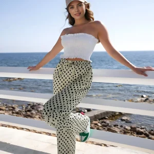 Pantalon Décontracté à Petits Pois