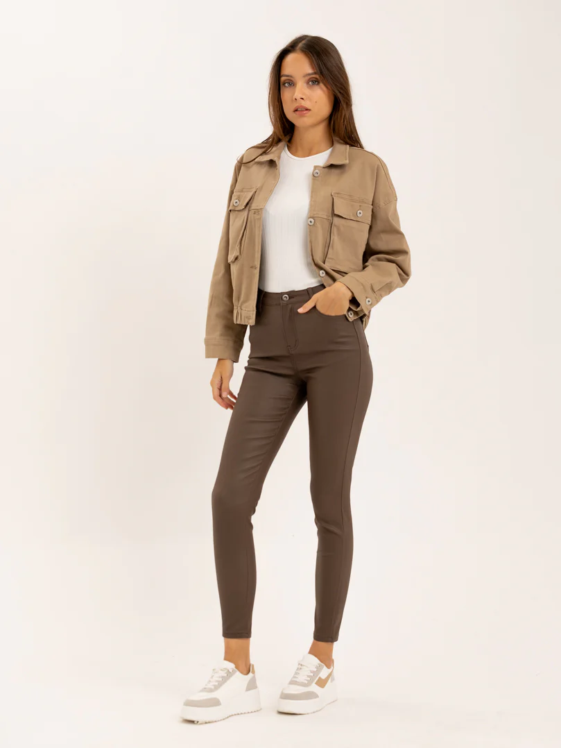 Pantalon skinny noir simili cuir mat