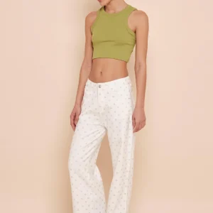 Jean droit blanc à strass
