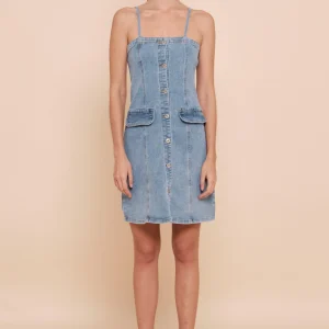 Robe denim courte à bretelle