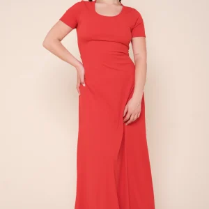 Robe longue rouge vif