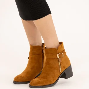 Bottines en suédine à zip décoratif