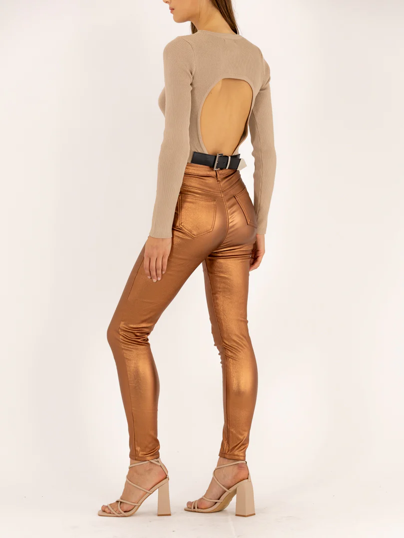 Jean skinny bronze métallisé – Image 5