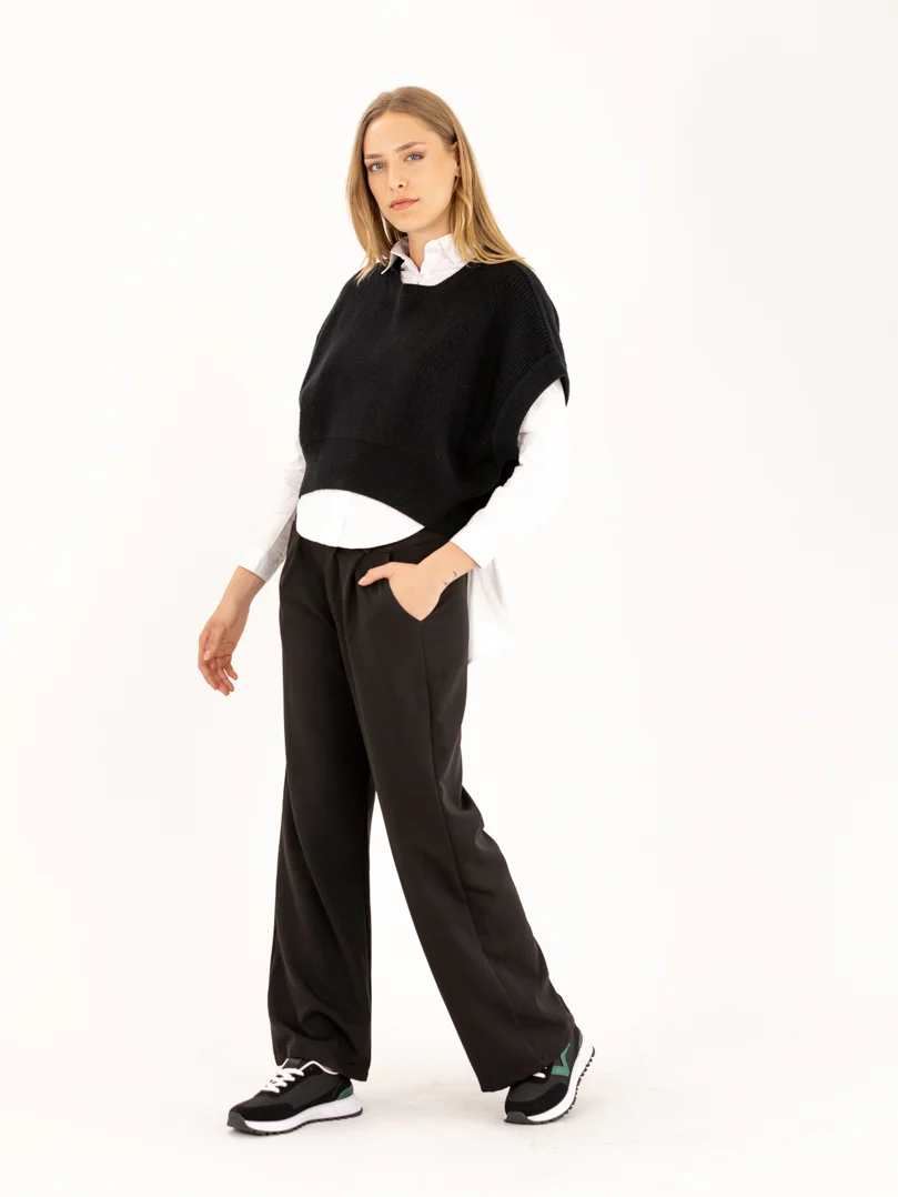 Pull sans manches en maille à épaules larges – Image 4