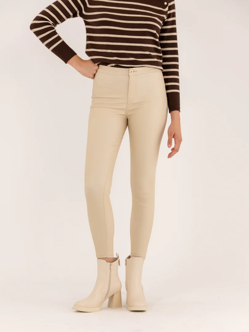Pantalon skinny classique simili cuir mat