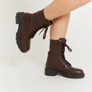 Bottines bi matière à lacets