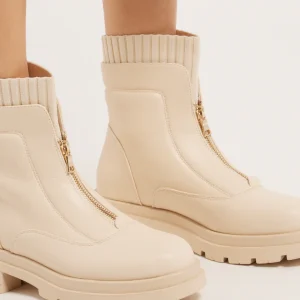 Bottines bi matière avec zip avant