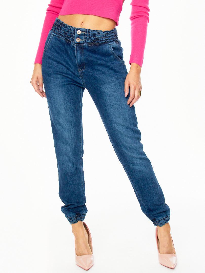 Jogger pant en jean Denim bleu moyen