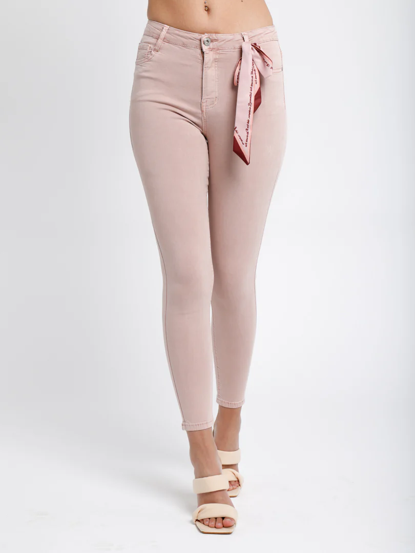 Jean skinny avec garniture en foulard