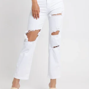Jean wide déchiré blanc