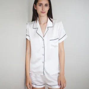 GLAMOUR Chemise de pyjama en soie blanc 19 Mommes