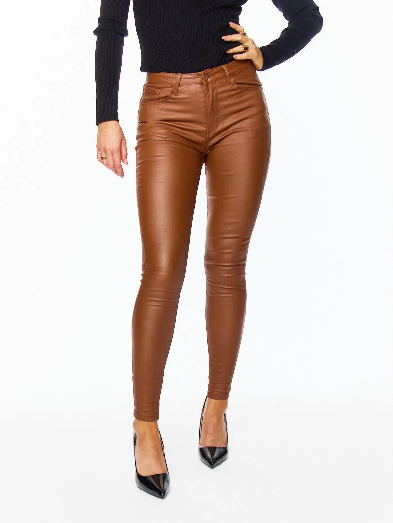 Pantalon skinny taille haute – Toile enduite