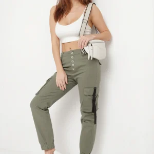 Pantalon de jogging en coton taille haute vert