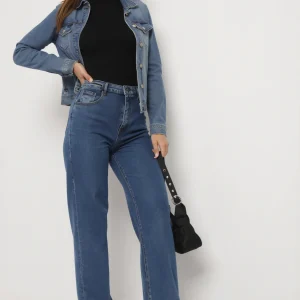Jean décontracté bleu marine à jambes larges et taille haute