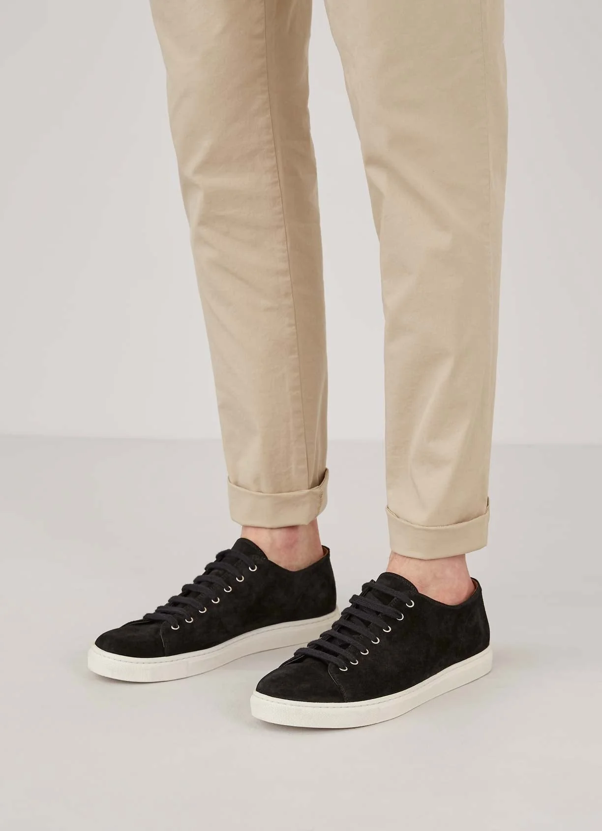 Men&rsquo;s Suede Tennis Shoes in Black in Black