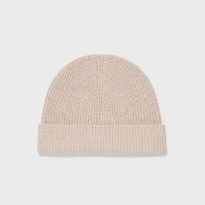 Cashmere Ribbed Hat in Putty