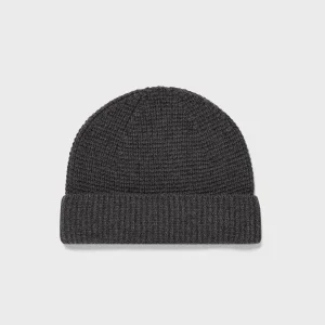 Textured Waffle Hat in Charcoal Melange