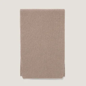 Cashmere Ribbed Scarf in Mink