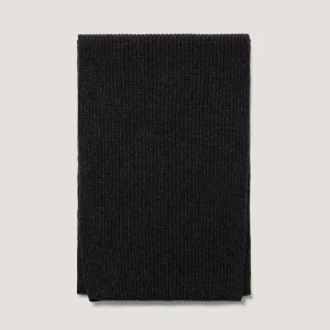 Cashmere Ribbed Scarf in Charcoal Melange