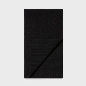Cashmere Ribbed Scarf in Black