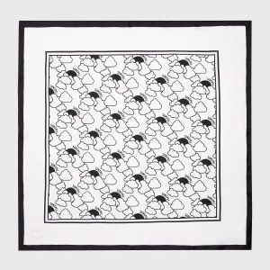 Women's Silk Scarf in Ecru Mini Archive Print