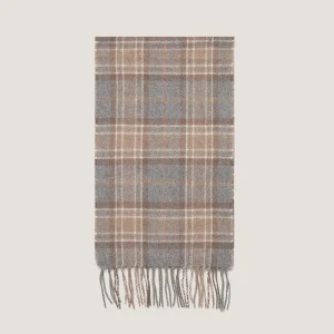Cashmere Woven Scarf in Sandstone Check