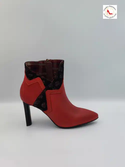 Bottines Gecnieo Rouge Cuir