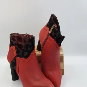 Bottines Gecnieo Rouge Cuir