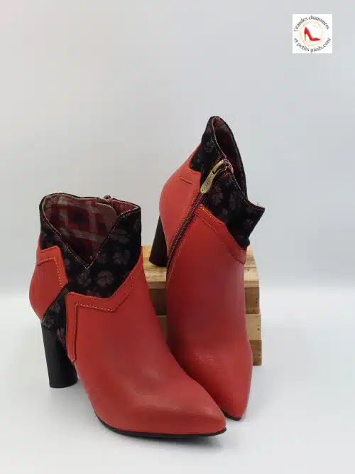Bottines Gecnieo Rouge Cuir