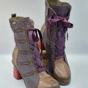 Bottines Evcao Cuir Violet