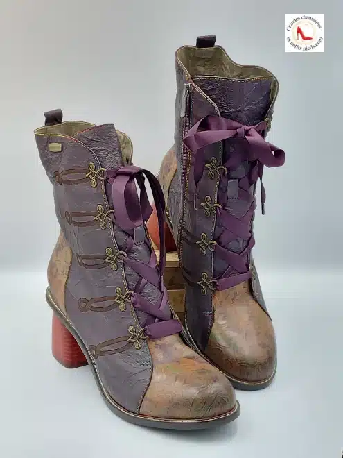 Bottines Evcao Cuir Violet