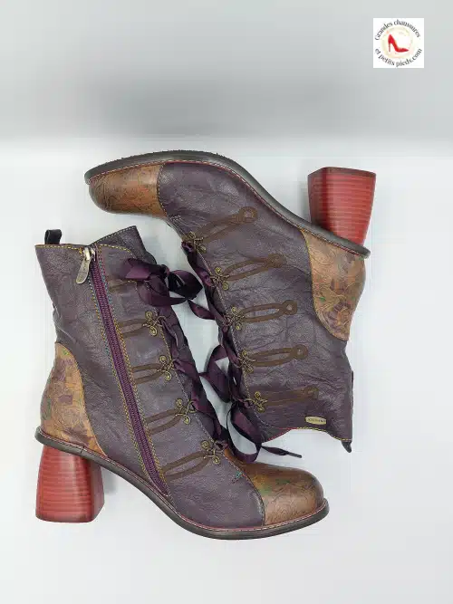 Bottines Evcao Cuir Violet – Image 3