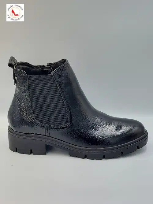 Boots Noir Vernis Cuir
