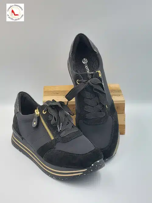 Sneakers Cuir Textile Noir