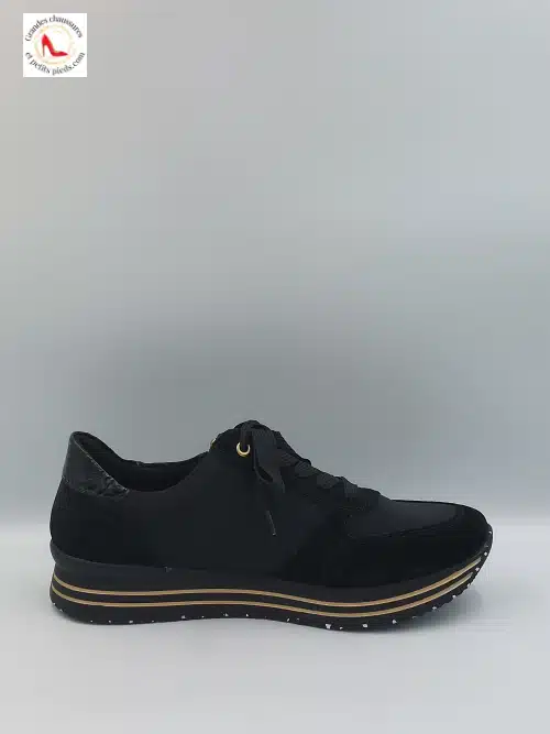 Sneakers Cuir Textile Noir – Image 4