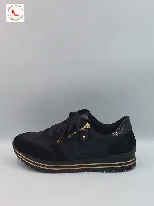 Sneakers Cuir Textile Noir – Image 3