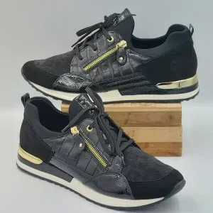 Sneakers Cuir Noir et Or