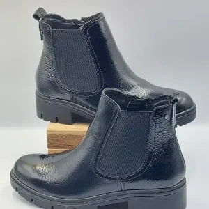 Boots Noir Vernis Cuir