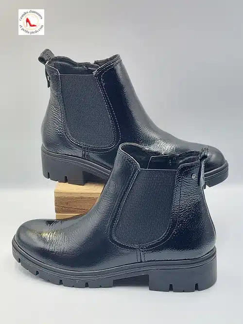 Boots Noir Vernis Cuir