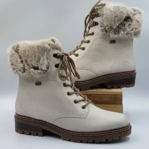 Bottines Blanc-Crème avec Fourrure Synthétique