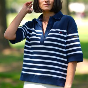 Top Polo Berthe Marine/Blanc