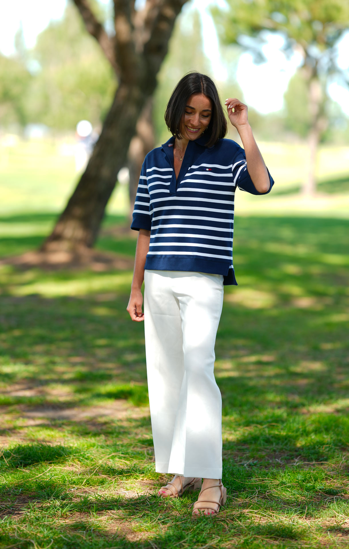 Top Polo Berthe Marine/Blanc