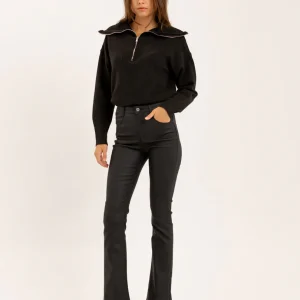 Pantalon flare fit noir effet cuir