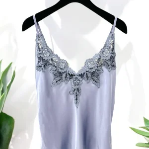 AMOUR Caraco en soie  et dentelle Bleu 19 mommes